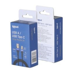 iggual cable usb-a a tipo c 3a 100 cm trenzado led