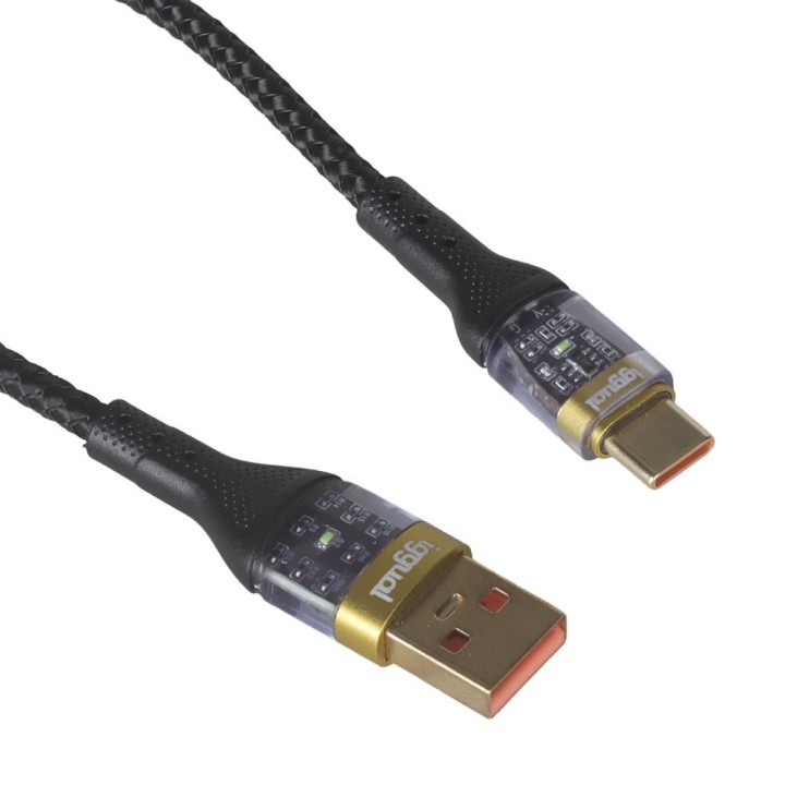 iggual cable usb-a a tipo c 3a 100 cm trenzado led