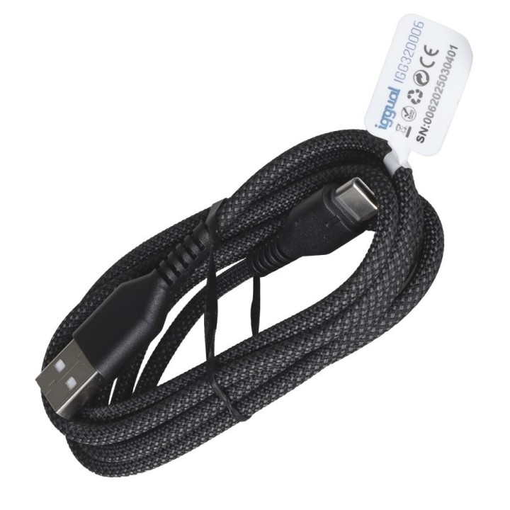 iggual cable usb-a a tipo c 3a 180 cm trenzado