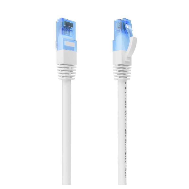 cable red aisens latiguillo rj45 cat.6 utp awg26 cca blanco 0.5m