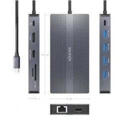 aisens usb-c dock 12 en 1 2xhdmi 1xdp rj45 4xusb