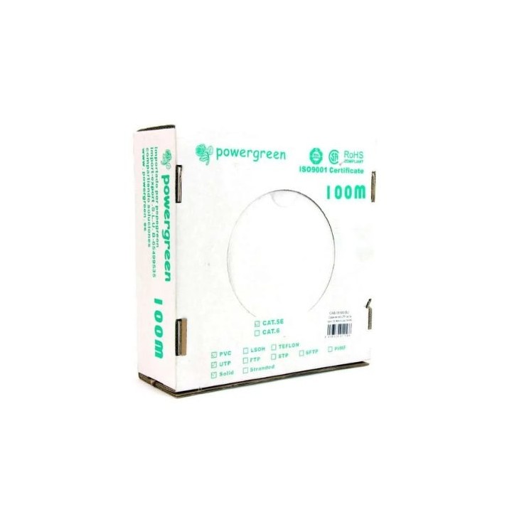 bobina de cable pepegreen cat5e 100m rigido 24awg cat 5e utp rigido 100mhz 100mbps red