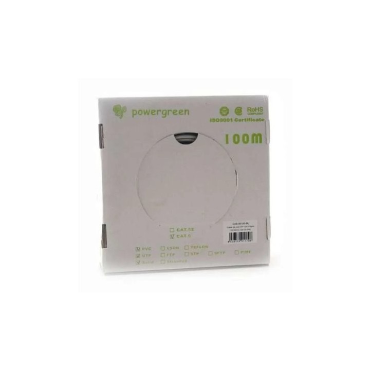 bobina de cable pepegreen cat6 100m rigido caja 2 24awg gris cat 6 utp rigido 100m red
