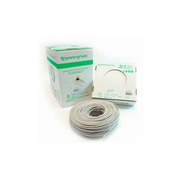bobina de cable pepegreen cat6  305m rigido caja 2 24awg gris cat 6 utp rigido 305m red