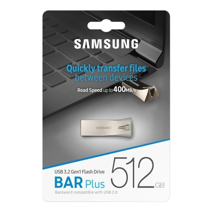 samsung bar plus 512gb usb 3.1 champaign silver