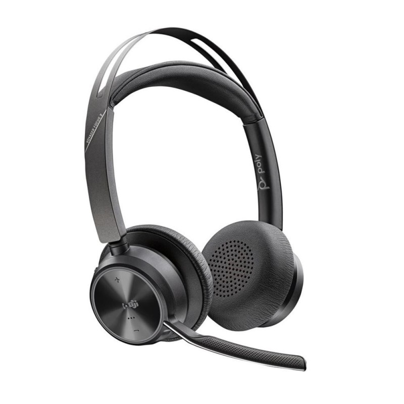 poly auriculares poly voyager focus 2 usb - c - c con certificacion microsoft teams + adaptador usb