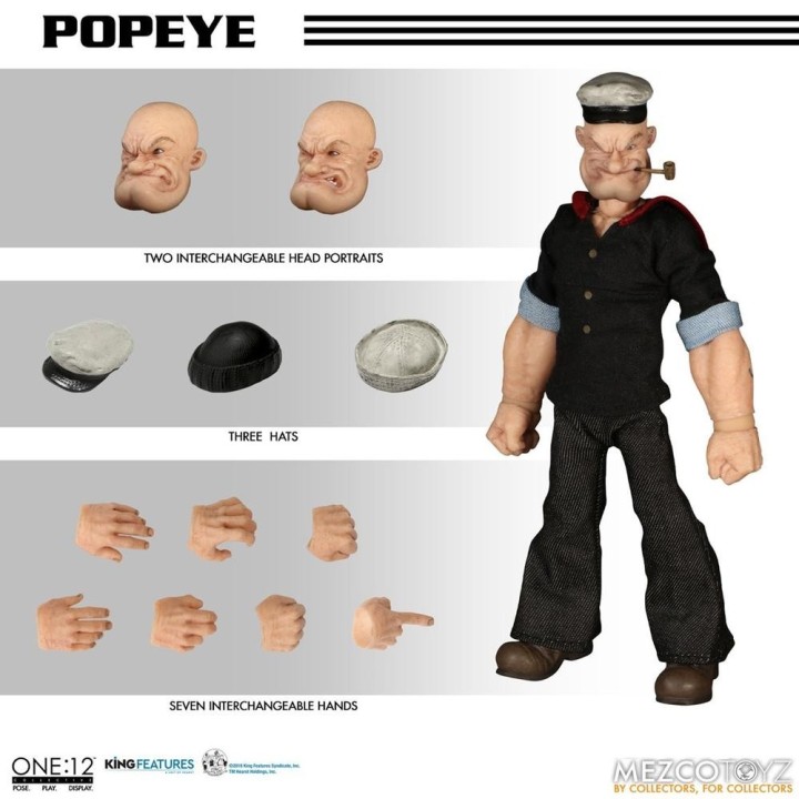 mezco toyz figura mezco toyz popeye one:12 collective re - run popeye 15.5cm