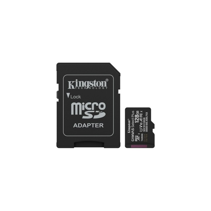 kingston kingston technology 128gb microsdxc canvas select plus gen3 150mb/s a1 (incluye adaptador d