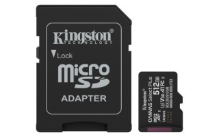 kingston kingston technology 512gb microsdxc canvas select plus gen3 150mb/s a1 (incluye adaptador d