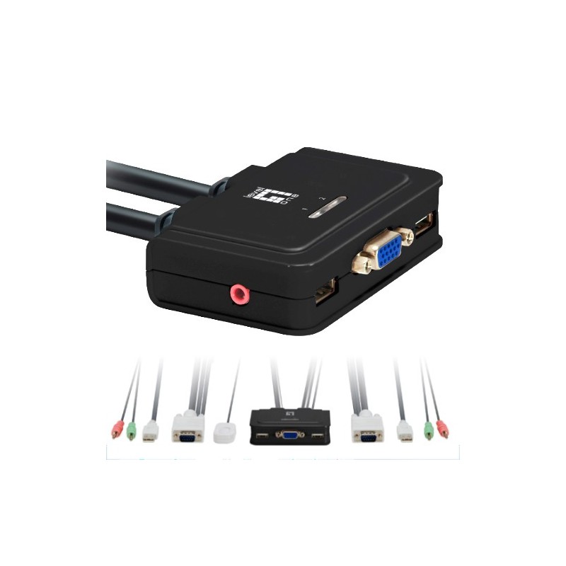 level one conmutador kvm leven one kvm - 0223 vga usb para 2 cpu