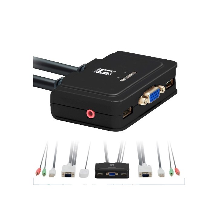 level one conmutador kvm leven one kvm - 0223 vga usb para 2 cpu