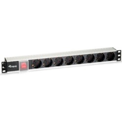 equip regleta alimentacion equip rack 19 pulgadas 1u 8 tomas 3500w cable 1.8m interruptor aluminio