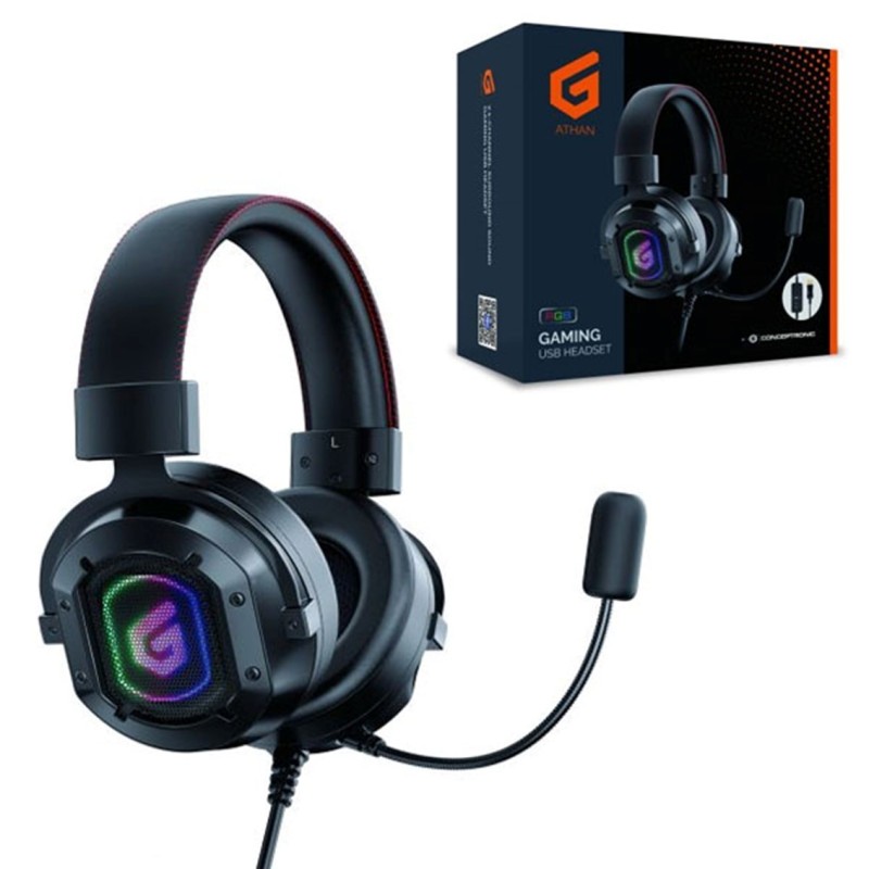 conceptronic auricular gaming conceptronic athan02b - usb - microfono - rgb