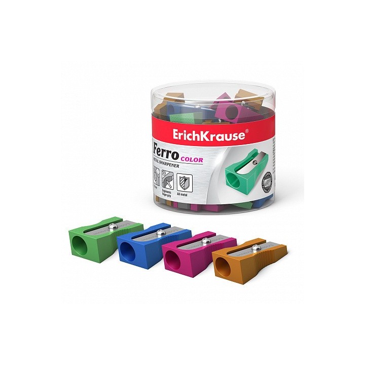erich krause sacapuntas de aluminio ferro color, various colores erich krause 38014  pack: 48 unidad