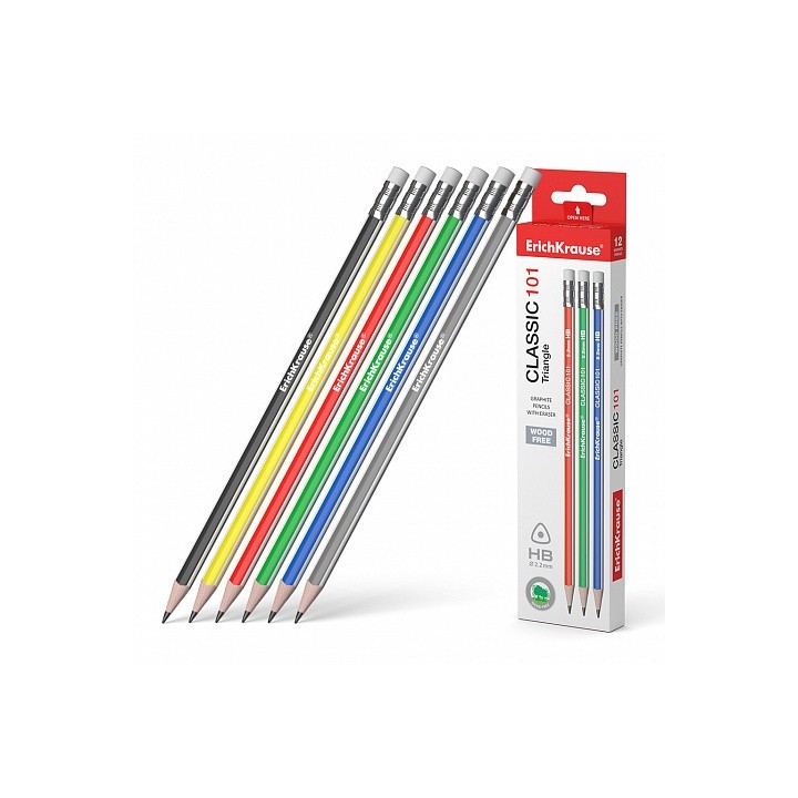erich krause lapiz de grafito triangular con goma classic trianglular 101 hb erich krause 55270  pac