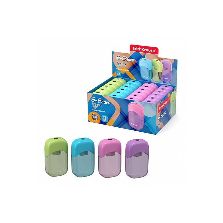 erich krause sacapuntas de plastico s-sharp con deposito, color: surtido erich krause 56035  pack: 2