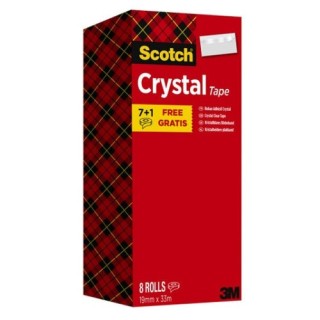 scotch pack 7+1 rollos cinta supertransparente 19mm x 33m crystal 6-1933r8 scoth 7100026961