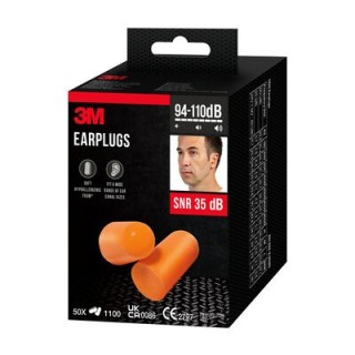 3m command pack 50 pares tapones oido 1100 snr-35db en bolsas individuales espuma poliuretano 1100-5
