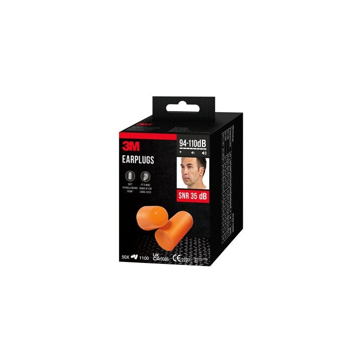 3m command pack 50 pares tapones oido 1100 snr-35db en bolsas individuales espuma poliuretano 1100-5