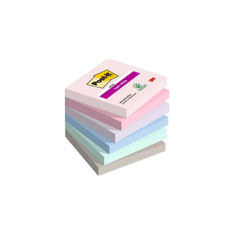 post-it pack 6 blocs 90 hojas notas adhesivas 76x76mm super sticky coleccion soulful 654-6ss-soul po