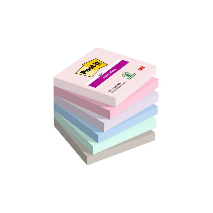 post-it pack 6 blocs 90 hojas notas adhesivas 76x76mm super sticky coleccion soulful 654-6ss-soul po