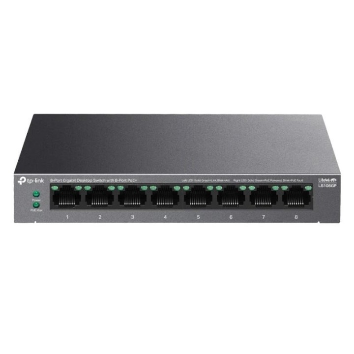 tp-link ls108gp switch 8xgb poe+ 62w desktop