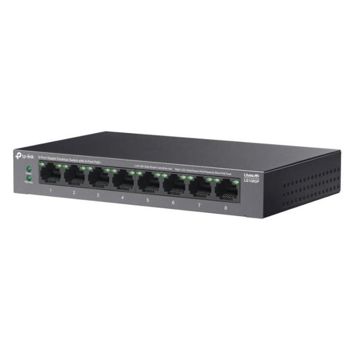 tp-link ls108gp switch 8xgb poe+ 62w desktop