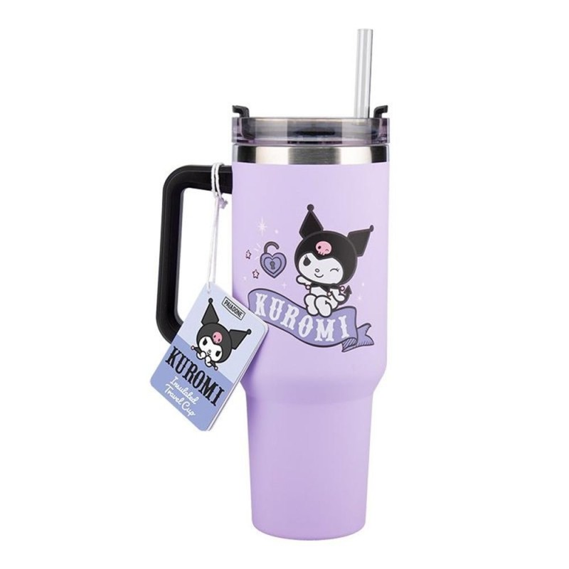 paladone vaso aislante paladone sanrio kuromi y pajita hello kitty 900ml