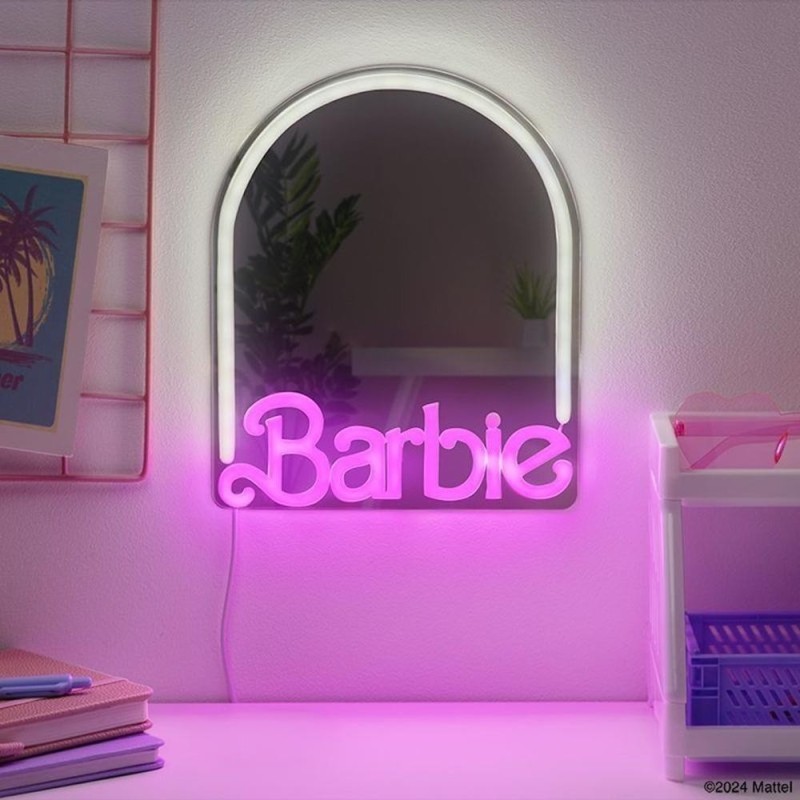 paladone espejo de neon led de montaje en pared barbie