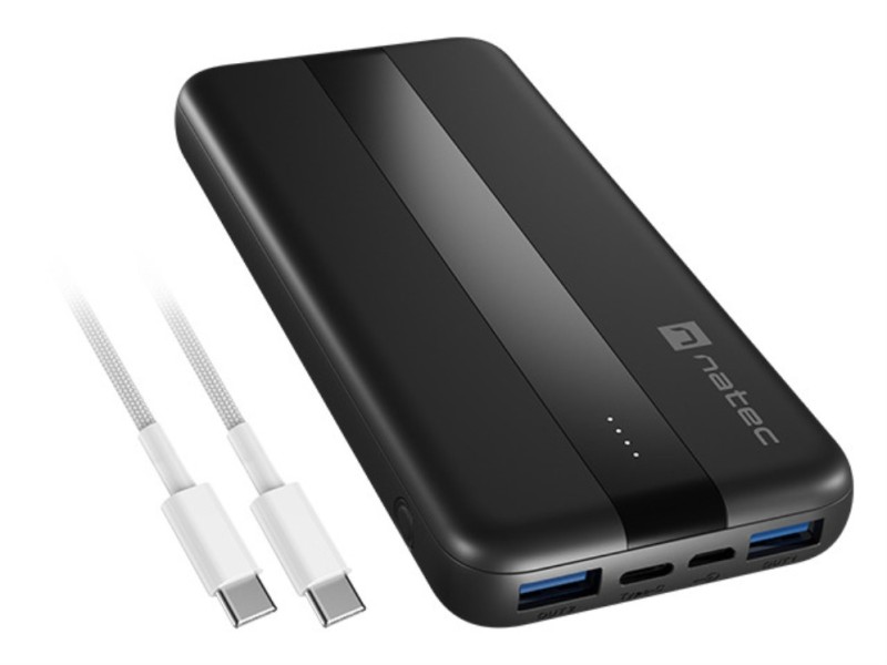 powerbank natec trevi slim qv2 10000mah 2xusb-a 18w + 1xusb-c 20w + cable usb-c