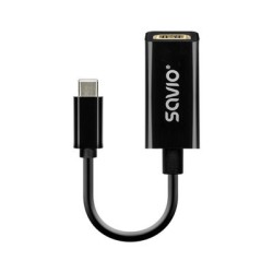 adaptador savio ak-79 usb-c hdmi (h) 30hz black negro  plug