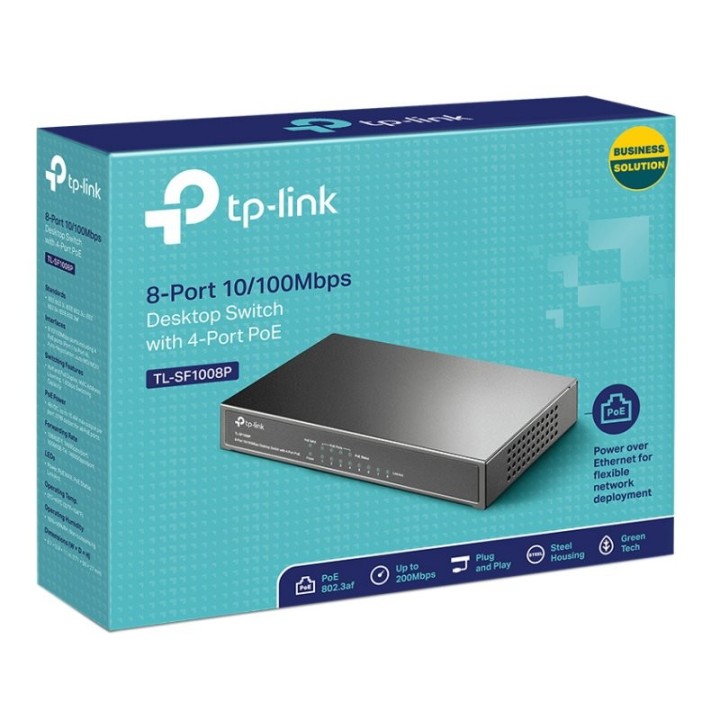 tp-link tl-sf1008p switch 8x10/100mbps 4xpoe metal