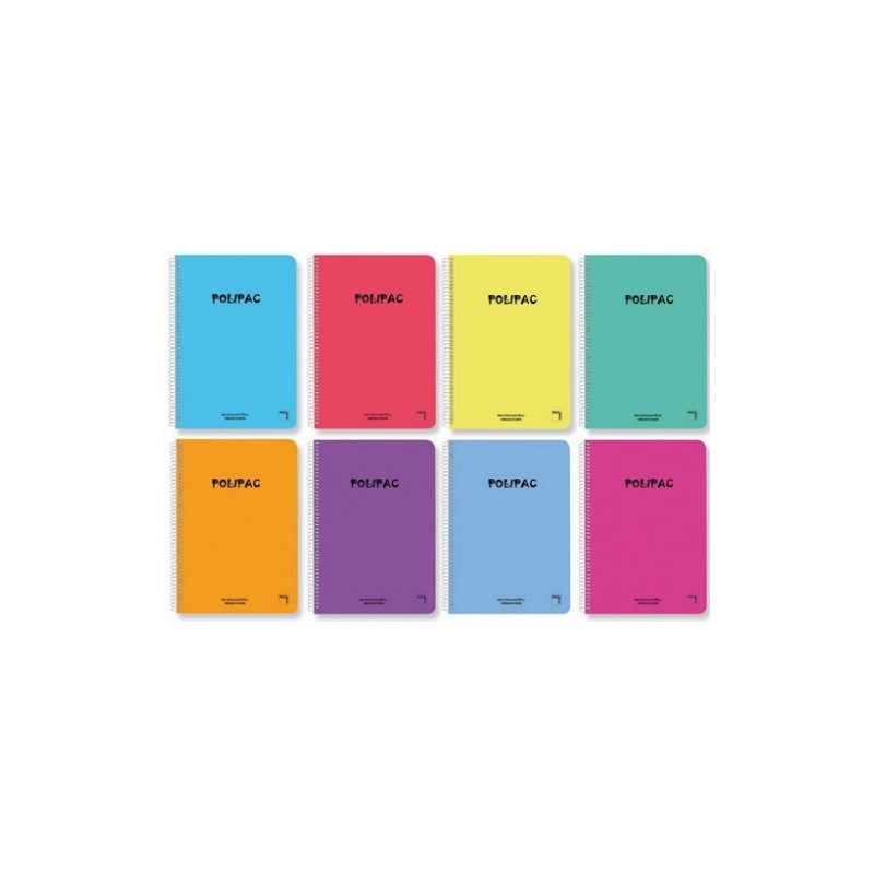 pacsa cuaderno serie polipac tapa polipropileno 4o (155x215mm.) 80 hojas cuadricula 4x4 8 colores su