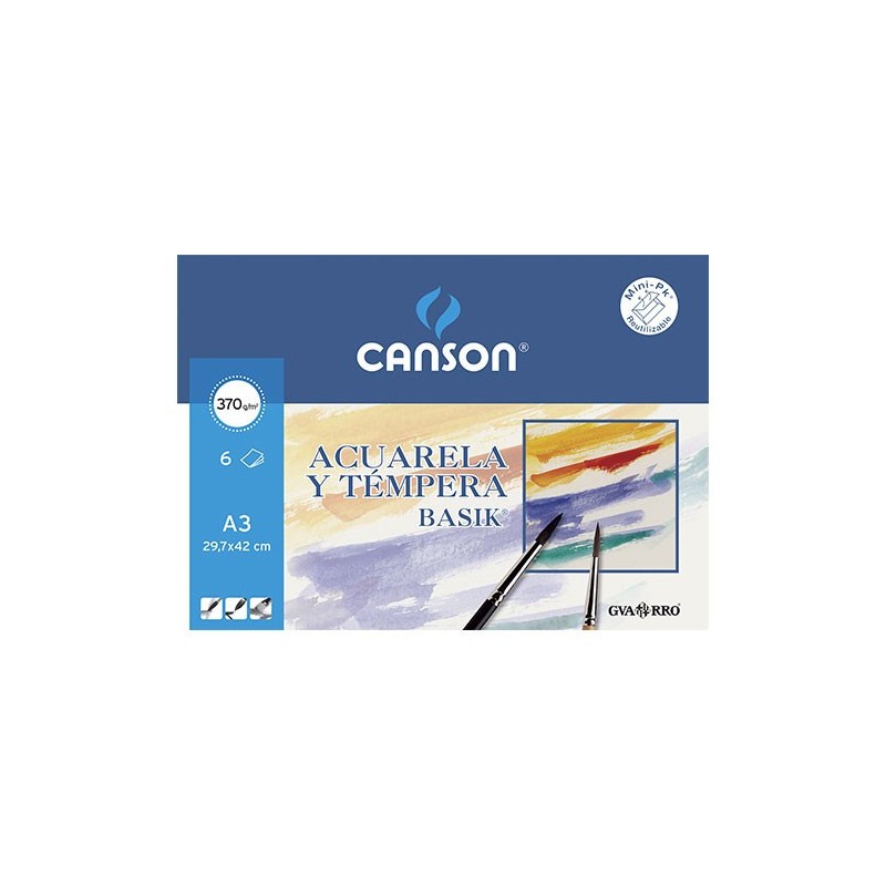 canson minipack 6 hojas acuarela 370g a3 guarro canson c200402393