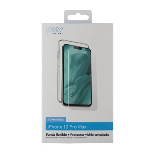 myway carcasa myway para apple iphone 13 pro max transparente + protector pantalla cristal templado