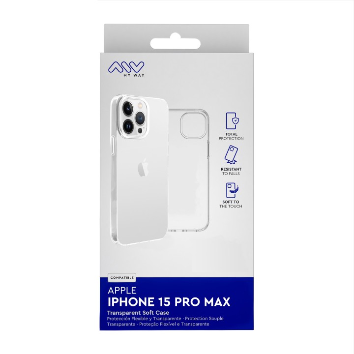 myway carcasa myway para apple iphone 15 pro max transparente