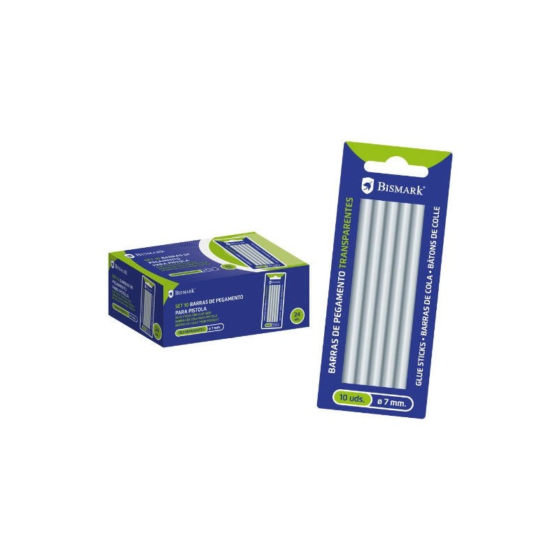 bismark blister 10 barras de pegamento silicona transparente 7,2 x 100 mm. bismark 327109