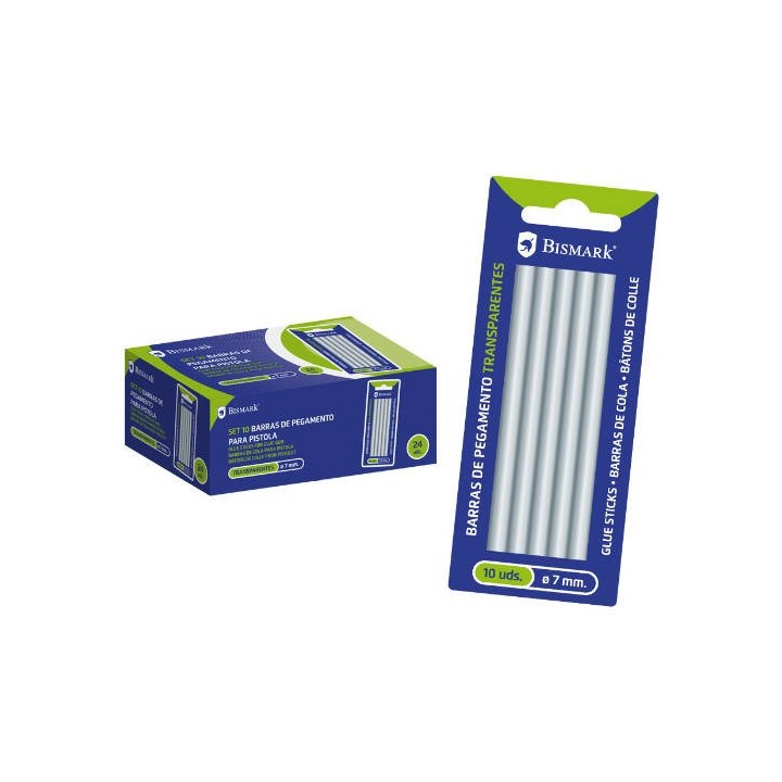 bismark blister 10 barras de pegamento silicona transparente 7,2 x 100 mm. bismark 327109