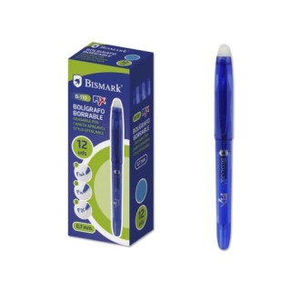 bismark boligrafo borrable c/capuchon azul.0.7mm bismark 327535  pack: 12 unidades