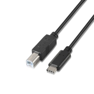 cable aisens usb 2.0 impresora 3a tipo usb-c m-b/m negro 1.0m
