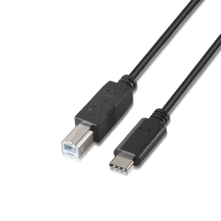 cable aisens usb 2.0 impresora 3a tipo usb-c m-b/m negro 1.0m