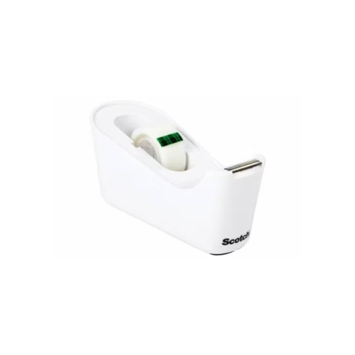 scotch dispensador portarrollos c18 de sobremesa color blanco con rollo cinta invisible 19mm x 33m m