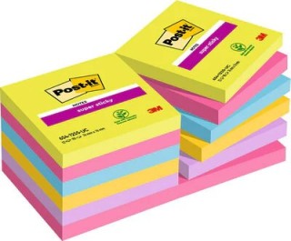 post-it pack 12 blocs 90 hojas notas adhesivas 76x76mm super sticky colores surtidos ultra 654-12ssu