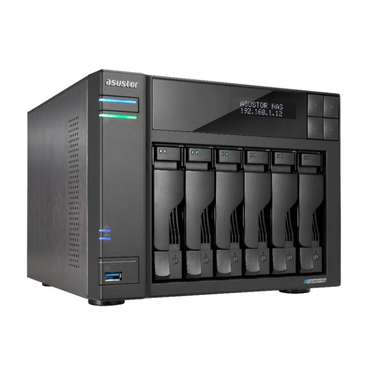asustor servidor nas asustor tower 6 bay nas quad - core 2.0ghz dual 2.5gbe ports 8gb ram ddr4