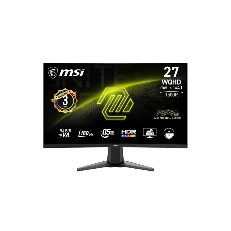 msi msi mag 27cq6f pantalla para pc 68,6 cm (27) 2560 x 1440 pixeles quad hd lcd negro