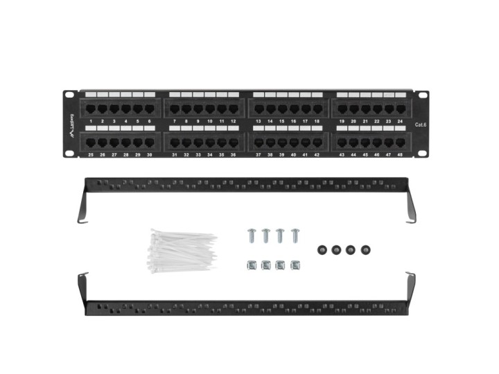 patch panel lanberg 48 puertos 2u 19? cat.6 negro