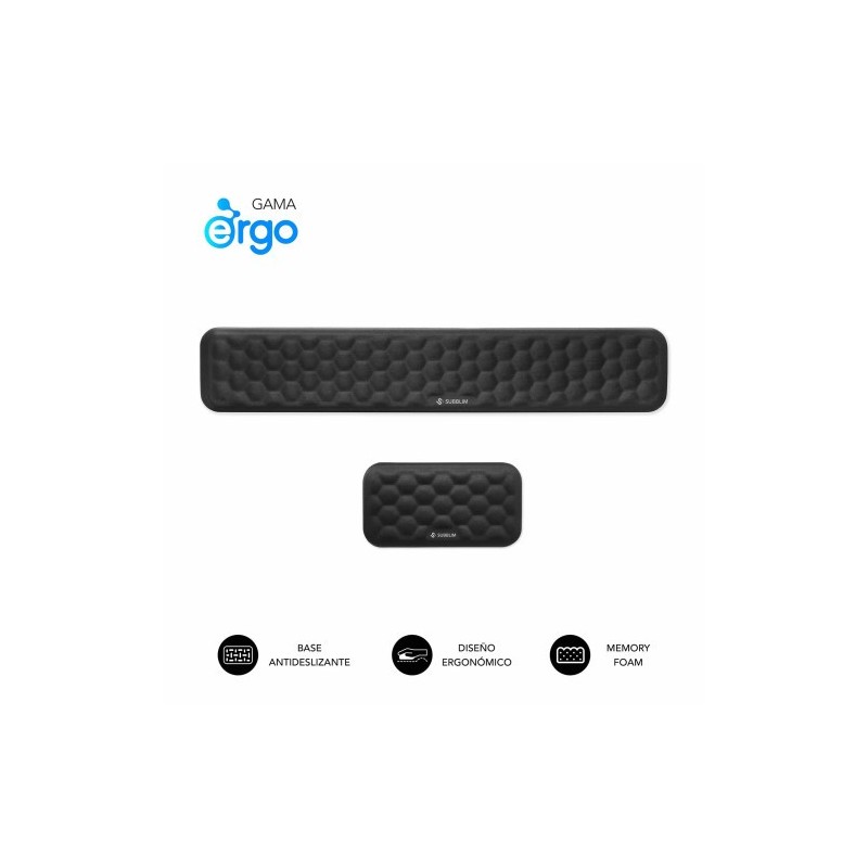 subblim subblim pack ergo airpadding negro, reposamunecas teclado + raton, espuma viscoelastica 65 d