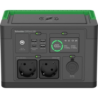 apc schneider offgrid portable power station 330, 332wh lithium-ion, 2 schuko, sinewave