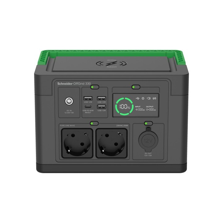 apc schneider offgrid portable power station 330, 332wh lithium-ion, 2 schuko, sinewave