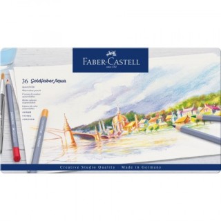 faber-castell estuche de metal con 36 lapices de colores acuarelables goldfaber. faber castell 11463